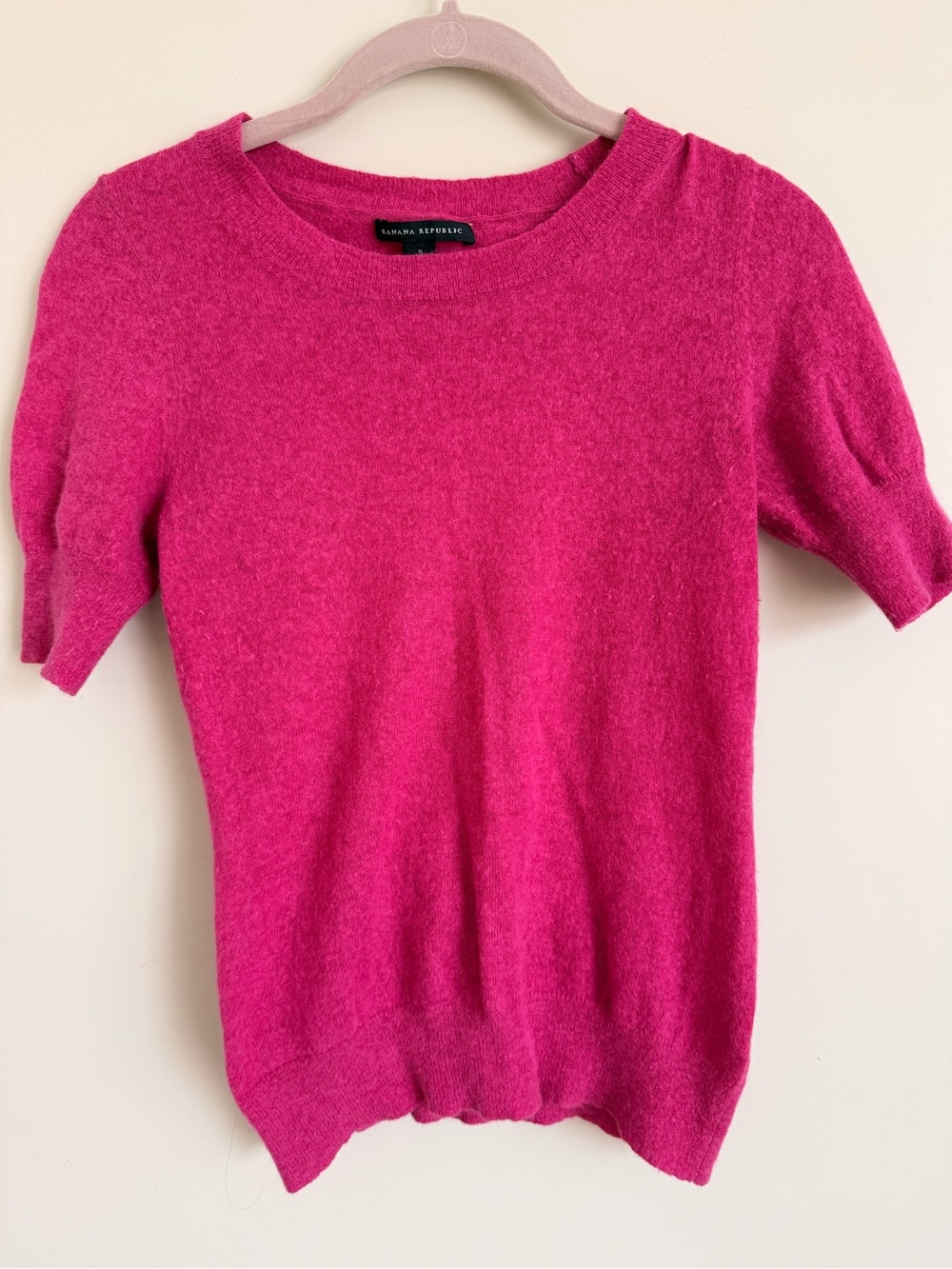 Banana Republic Hot Pink Short-Sleeve Crewneck Sweater